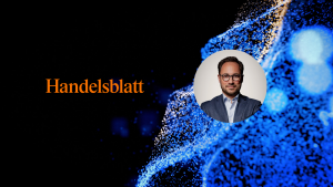 Handelsblatt logo with picture of Dirk Kruse