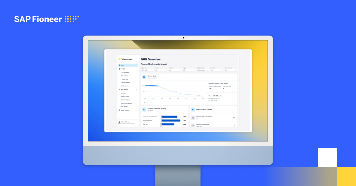 Computer monitor with the ESG KPI Engine demo video on the screen.