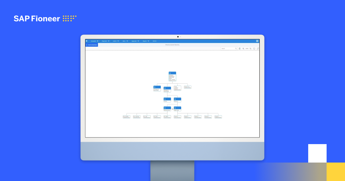 Computer monitor with the Virtual Account Management demo video on the screen.